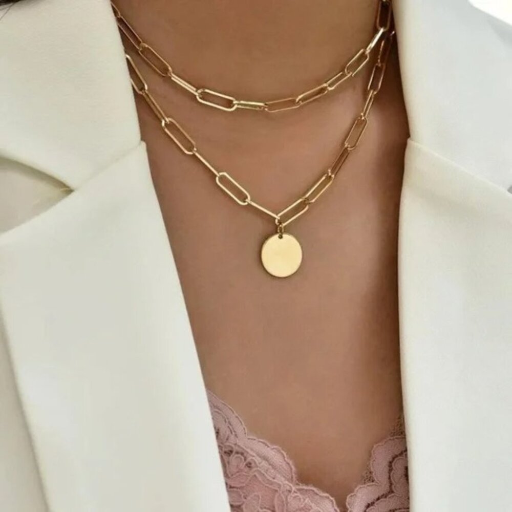 Fiorella Layered Disc Gold Necklace